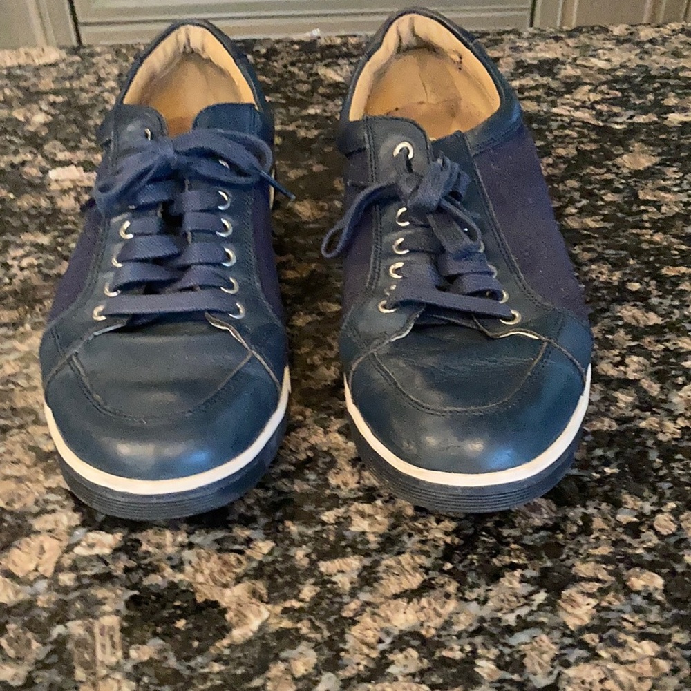 COLE HAAN MENS BLUE SPORT OXFORD LEATHER SNEAKERS SIZE 10.5